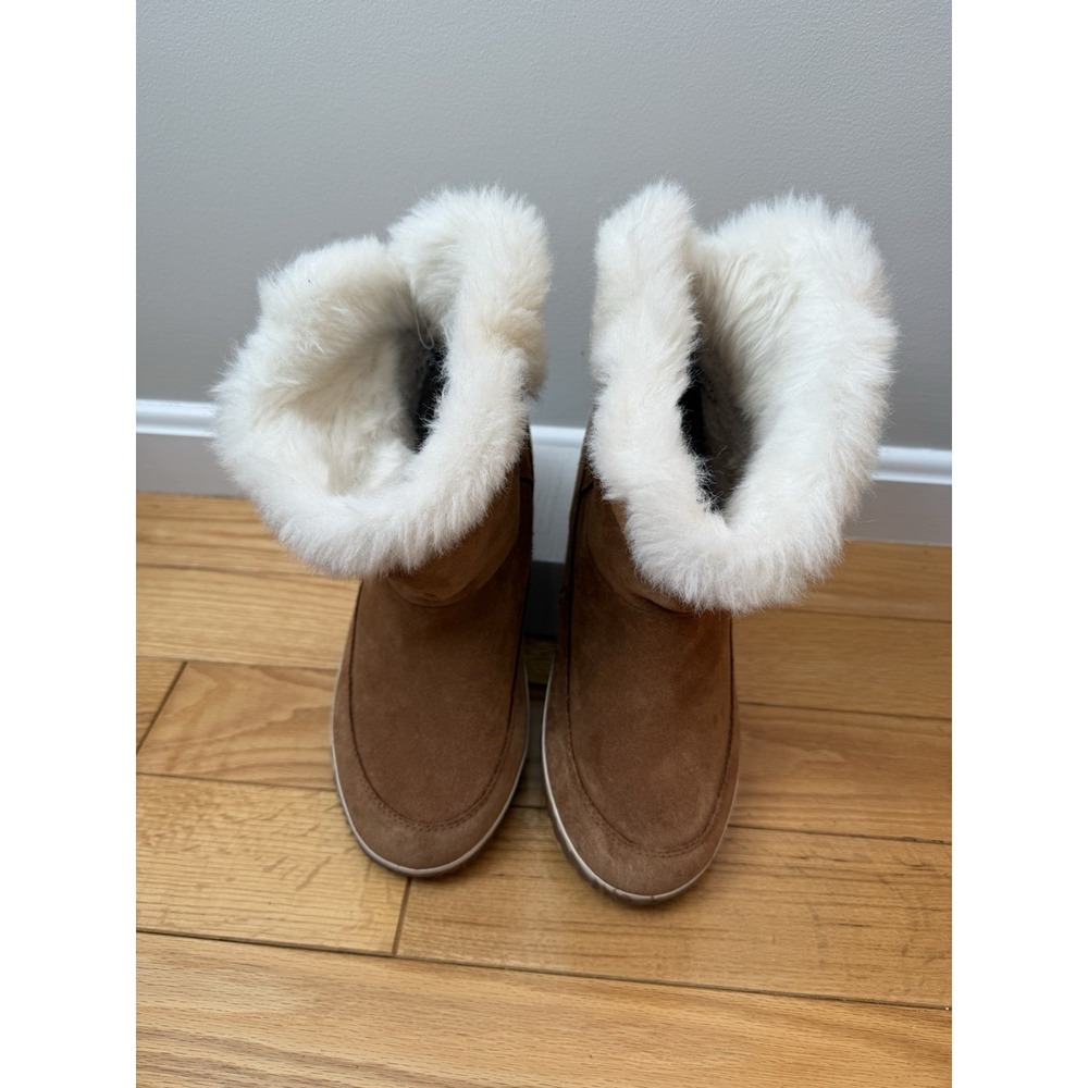Sorel Women's Out N About Suede Bootie-Sz 11- Elk Tan Faux Fur Water Resistant - Picture 5 of 8